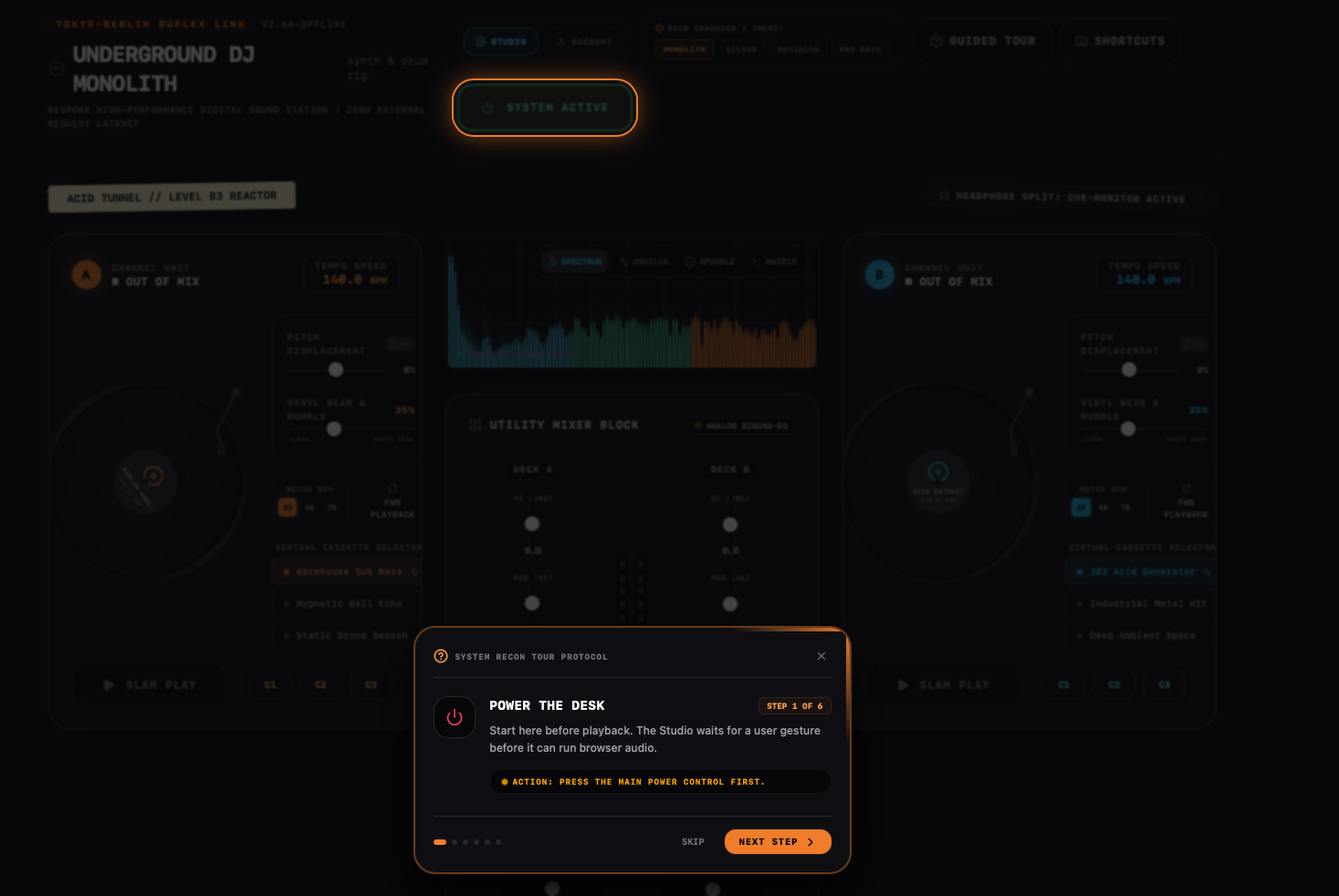 Underground DJ Monolith interface screenshot