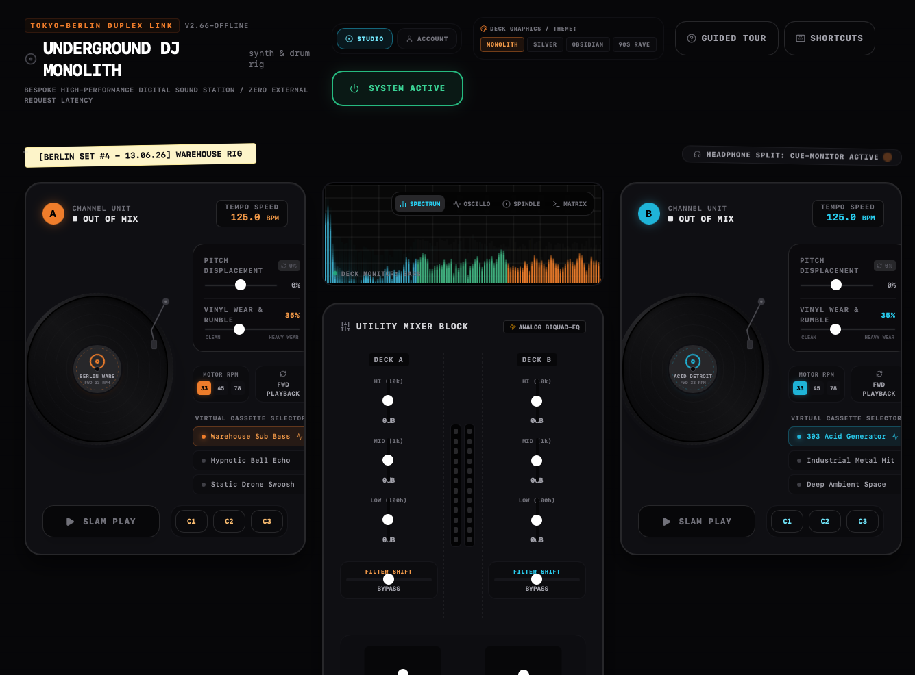 Underground DJ Monolith interface screenshot